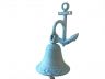 Dark Blue Whitewashed Cast Iron Wall Hanging Anchor Bell 8 - 2