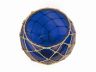 Dark Blue Japanese Glass Fishing Float Bowl with Decorative Brown Fish Netting 10 - 4