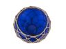 Dark Blue Japanese Glass Fishing Float Bowl with Decorative Brown Fish Netting 10 - 2