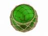 Green Japanese Glass Fishing Float Bowl with Decorative Brown Fish Netting 10 - 4