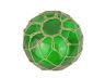 Green Japanese Glass Fishing Float Bowl with Decorative Brown Fish Netting 10 - 3