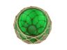 Green Japanese Glass Fishing Float Bowl with Decorative Brown Fish Netting 10 - 2