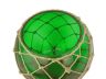 Green Japanese Glass Fishing Float Bowl with Decorative Brown Fish Netting 10 - 1