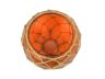 Orange Japanese Glass Fishing Float Bowl with Decorative Brown Fish Netting 10 - 2