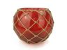 Red Japanese Glass Fishing Float Bowl with Decorative Brown Fish Netting 10 - 8