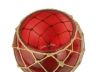 Red Japanese Glass Fishing Float Bowl with Decorative Brown Fish Netting 10 - 7