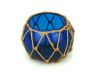 Dark Blue Japanese Glass Fishing Bowl with Decorative Brown Fish Netting 6 - 8