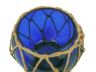Dark Blue Japanese Glass Fishing Bowl with Decorative Brown Fish Netting 6 - 6