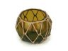Amber Japanese Glass Fishing Float Bowl with Decorative Brown Fish Netting 6 - 8