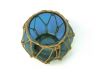Light Blue Japanese Glass Fishing Float Bowl with Decorative Brown Fish Netting 6 - 1