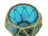 Light Blue Japanese Glass Fishing Float Bowl with Decorative Brown Fish Netting 6 - 6