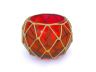 Red Japanese Glass Fishing Float Bowl with Decorative Brown Fish Netting 8 - 4