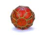 Red Japanese Glass Fishing Float Bowl with Decorative Brown Fish Netting 8 - 3