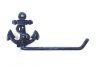 Rustic Dark Blue Cast Iron Anchor Bathroom  Set of 3 - Large Bath Towel Holder and Towel Ring and Toilet Paper Holder - 3