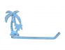 Rustic Light Blue Cast Iron Palm Tree Bathroom Set of 3 - Large Bath Towel Holder and Towel Ring and Toilet Paper Holder - 3