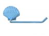 Rustic Light Blue Cast Iron Seashell Bathroom Set of 3 - Large Bath Towel Holder and Towel Ring and Toilet Paper Holder - 3