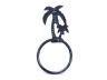 Rustic Dark Blue Cast Iron Palm Tree Bathroom Set of 3 - Large Bath Towel Holder and Towel Ring and Toilet Paper Holder - 2