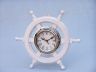 Deluxe Class White Wood and Chrome Pirate Ship Wheel Clock 12 - 3