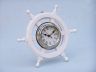 Deluxe Class White Wood and Chrome Pirate Ship Wheel Clock 12 - 2
