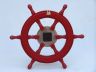 Deluxe Class Red Wood and Chrome Pirate Ship Wheel Clock 18 - 3