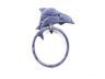 Rustic Dark Blue Cast Iron Decorative Dolphins Bathroom Set of 3 - Large Bath Towel Holder and Towel Ring and Toilet Paper Holder - 2