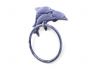Rustic Dark Blue Cast Iron Dolphins Towel Holder 7 - 3