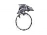 Rustic Silver Cast Iron Dolphins Towel Holder 7 - 1