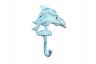 Rustic Dark Blue Whitewashed Cast Iron Dolphins Wall Hook 6 - 3