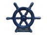 Rustic Dark Blue Cast Iron Ship Wheel Door Stopper 9 - 1