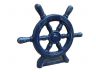 Rustic Dark Blue Cast Iron Ship Wheel Door Stopper 9 - 2