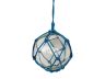 Clear Japanese Glass Ball Fishing Float with Dark Blue Netting Decoration 10 - 1