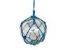 Clear Japanese Glass Ball Fishing Float with Dark Blue Netting Decoration 10 - 3
