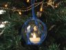 LED Lighted Clear Japanese Glass Ball Fishing Float with Blue Netting Christmas Tree Ornament 3 - 1