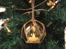 LED Lighted Amber Japanese Glass Ball Fishing Float with Brown Netting Christmas Tree Ornament 3 - 3