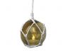 LED Lighted Amber Japanese Glass Ball Fishing Float with White Netting Christmas Tree Ornament 3 - 4