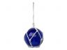 LED Lighted Dark Blue Japanese Glass Ball Fishing Float with White Netting Decoration 3 - 5