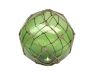 Tabletop LED Lighted Green Japanese Glass Ball Fishing Float with Brown Netting Decoration 10 - 4