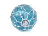 Tabletop LED Lighted Light Blue Japanese Glass Ball Fishing Float with White Netting Decoration 10 - 3