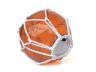 Tabletop LED Lighted Orange Japanese Glass Ball Fishing Float with White Netting Decoration 4 - 4