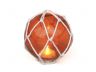 Tabletop LED Lighted Orange Japanese Glass Ball Fishing Float with White Netting Decoration 4 - 5