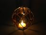 Tabletop LED Lighted Orange Japanese Glass Ball Fishing Float with Brown Netting Decoration 4 - 6