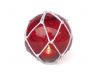 Tabletop LED Lighted Red Japanese Glass Ball Fishing Float with White Netting Decoration 4 - 5