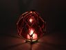 Tabletop LED Lighted Red Japanese Glass Ball Fishing Float with Brown Netting Decoration 4 - 6