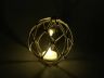 Tabletop LED Lighted Amber Japanese Glass Ball Fishing Float with White Netting Decoration 4 - 6