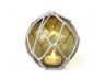 Tabletop LED Lighted Amber Japanese Glass Ball Fishing Float with Brown Netting Decoration 4 - 5