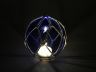 Tabletop LED Lighted Dark Blue Japanese Glass Ball Fishing Float with White Netting Decoration 4 - 6