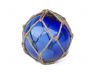 Tabletop LED Lighted Dark Blue Japanese Glass Ball Fishing Float with Brown Netting Decoration 4 - 1