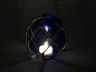 Tabletop LED Lighted Dark Blue Japanese Glass Ball Fishing Float with Brown Netting Decoration 4 - 6