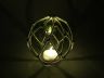 Tabletop LED Lighted Green Japanese Glass Ball Fishing Float with White Netting Decoration 4 - 6