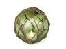 Tabletop LED Lighted Green Japanese Glass Ball Fishing Float with Brown Netting Decoration 4 - 4